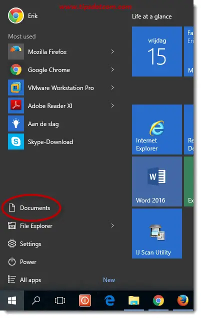 how to pin a document to the windows start menu