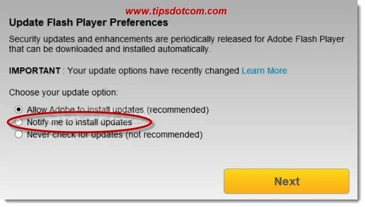 update adobe flash player version check