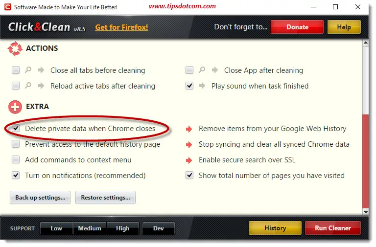 Chrome Delete History On Exit Hidden Feature?