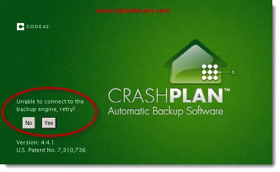 unable to connect to backup engine crashplan