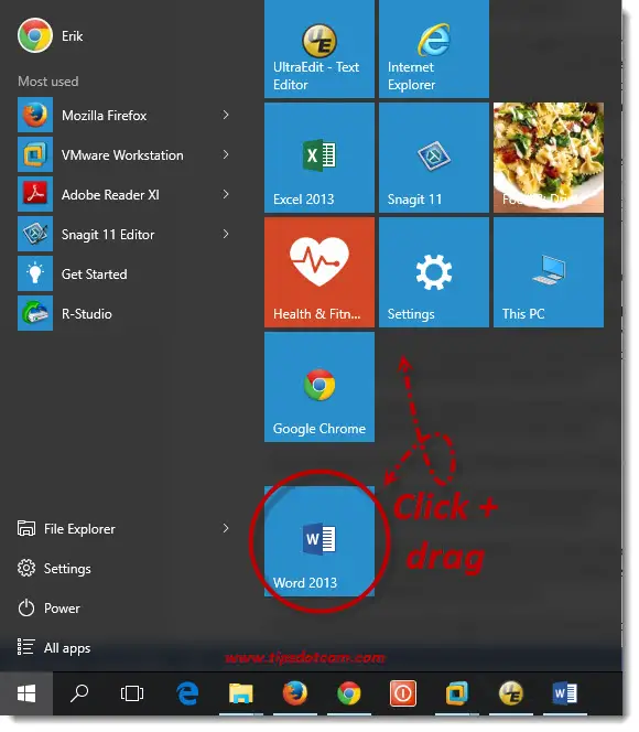 customize windows 10 start menu tiles