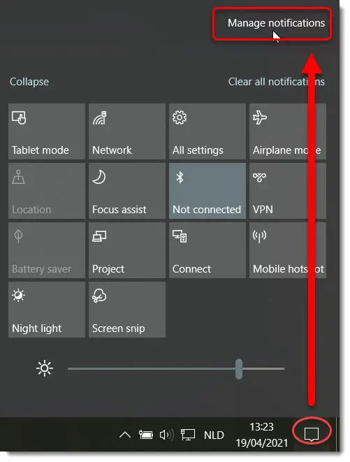 Disable Notifications in Windows 10 - Manage Notifications