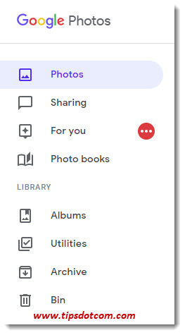 Google Photos app menu