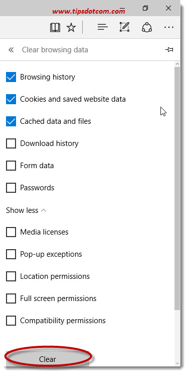 how to clear cache microsoft edge
