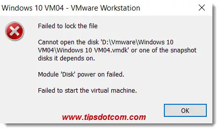 module disk power on failed vmware player