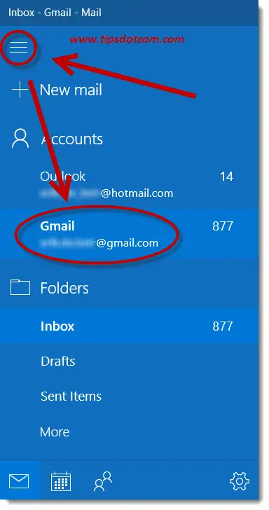 windows 10 mail change order of accounts